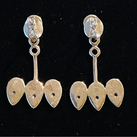 Madagascar Blue Sapphire Earrings in black oxidized Sterling silver 0.07 ctw - Picture 3 of 7